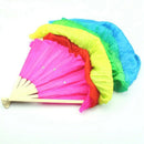 Hand Made Colorful Belly Dance Dancing Silk Bamboo Long Fans Veils For Folk O9Z6