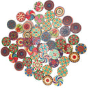 50pcs Flower Print Round Wooden Sewing Buttons DIY Knitting Clothes Decor