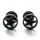 Punk Gothic Mens Stainless Steel Pentagram Circular Barbell Studs Earrings