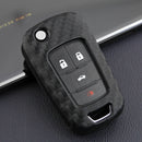 For Chevy Buick Regal Cruze Flip Car Key Fob Chain Ring Case Cover Carbon Fiber