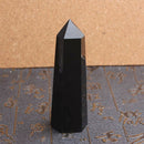 Black Quartz Crystal Stone 100% Natural Obsidian Point Healing Hexagonal Wand