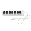 7 Ports High Speed USB 2.0 Hub Splitter w/ON/OFF Switch for Laptop (White)