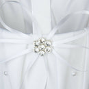 Satin Beading Wedding Flower Girl Basket Rhinestone Flower Decor---White