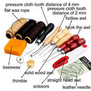 13Pcs Leather Craft Hand Stitching Sewing Tool Thread Awl Waxed Thimble Kit 3C