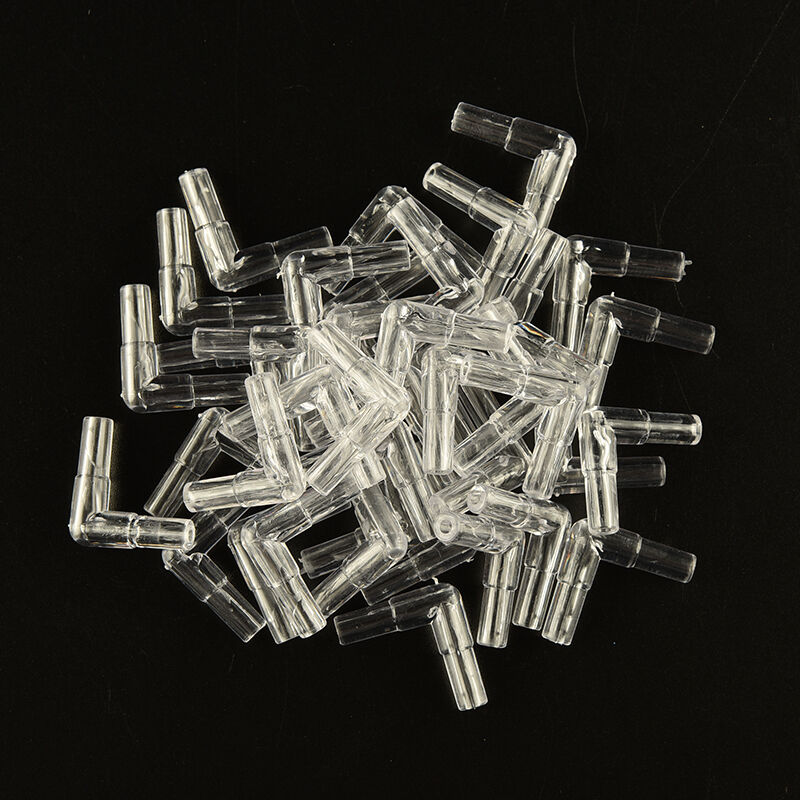 10x Clear Elbow Connector Plastic Fish Tank Aquarium Air Line Tubing ConnectorTE
