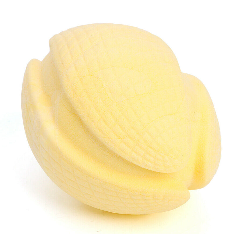 Pet Rugby Shape Chew Toys Dog Bite Tooth Clean Interactive Balls (Yellow) A