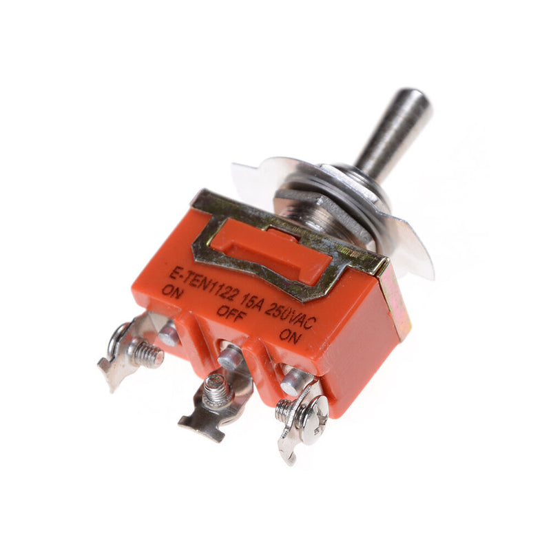 1Pcs 250V 15A ON-OFF-ON 3 Terminals Orange SPDT Locking Toggle Switc.AU