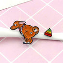 2pcs Colorful Cartoon Dog Pin Brooches Enamel Badges Kids Jewelry (Yellow) A