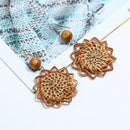 Handmade Wood Bamboo Rattan Geometric Pendant Ear Stud Earrings Women JewelryME