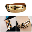 Woman Leather Wrap Bracelets Casual Leopard Color Double Layer Leather Wome