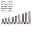 10Pcs M8*10~18mm Allen Bolts Socket Cap Screws Hex Head Kit - A2 304 Stainless