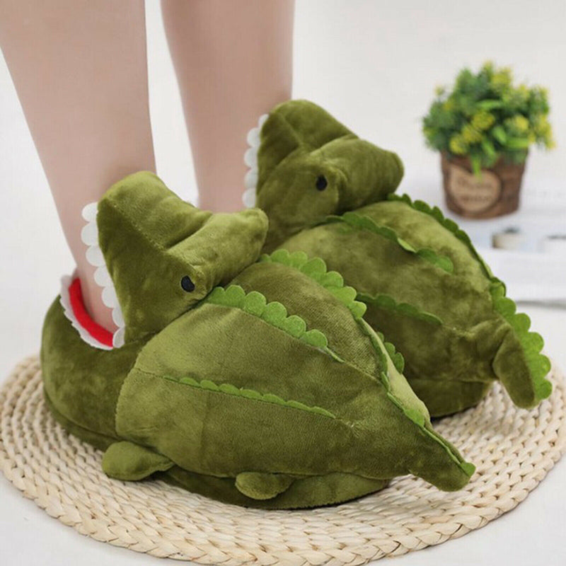 Animal Slippers for Kids and Adults, Fun Costume Cozy Furry Crocodile Slippers
