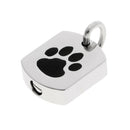 Stainless Steel Paw Print Tag Pendant Urn Ashes Keepsake Cremation Jewelry