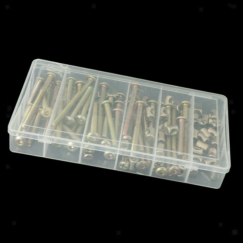 100pcs Bolts Nuts Kit, M6 Hex Socket Head Cap Screws Nuts W/Case