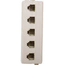 Beige RJ11 6P4C Male Plug to 5 Ports 6P2C Female Socket Phone Line Splitter