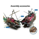 Aquarium Large Broken Boat Shaped Fish Tank Separated Shipwreck Wreck Sunk H0P3