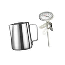 Coffee Milk Frothing Pitcher Frother Jug Thermometer Stainless Steel 600ml