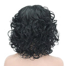 Shoulder Length Women Short  Kinky Curly Synthetic Hair Wigs Black