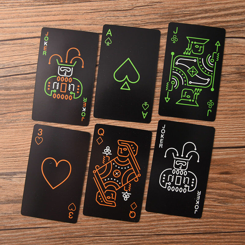 Black Fluorescen Poker Cards Night Luminous Playing Cards Board gaBD3C