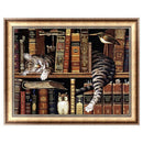 Bookshelf Cat Diy 5D Diamond Painting Embroidery Cross Stitch Home Decor Cr