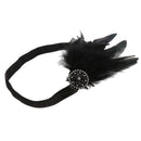 Womens Feather Headband Gatsby 20s Flapper Beaded Fascinator Wedding Bridal