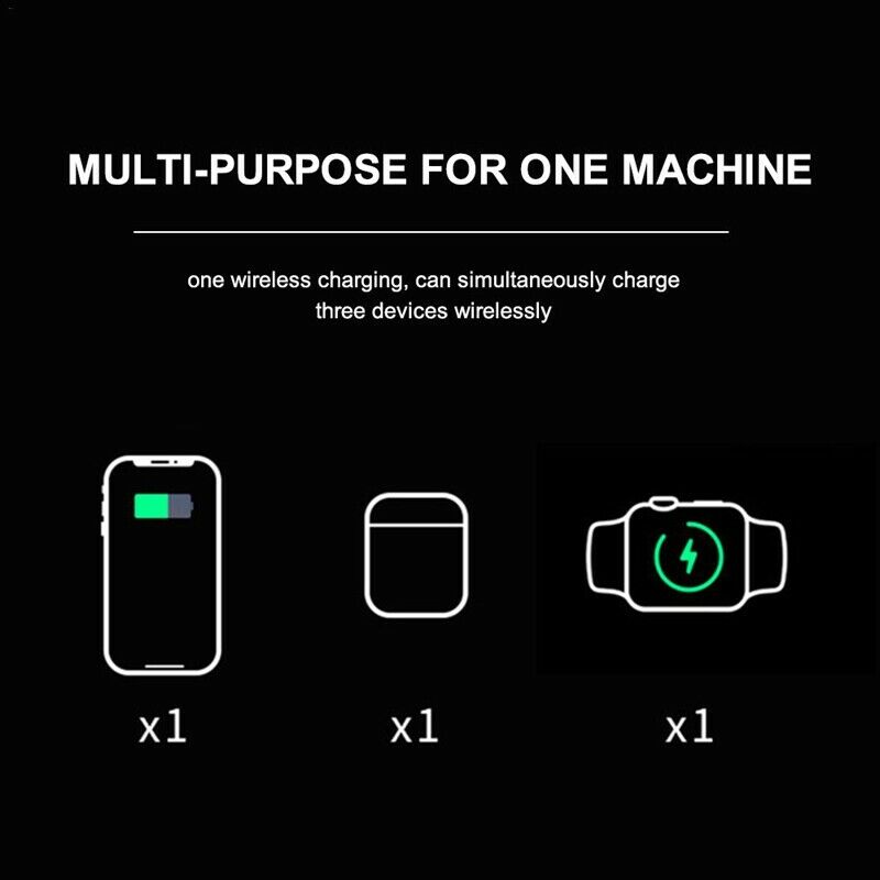 Multi-function wireless charger 3-in-1 mobile phone holder base 10W QI fast Q3I4