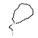 Fashion Top Black Tone Bead Chain Jesus Christ Cross Pendant Long Necklacce