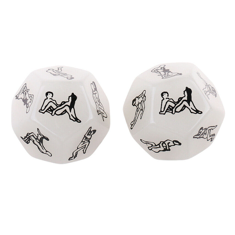 2pcs  Erotic D12 Dice Dice Game For Friends Couple Games - White