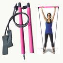 Portable Pilates Bar Stick with Resistance Band for Gym Fitness (Rose Red)