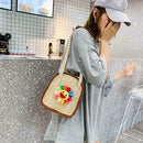 Straw Flower Shoulder Bag Lady Summer Beach Holiday Crossbody Messenger Bag