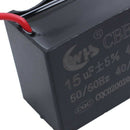 CBB61 15uF AC 450V Rectangle Dual Wire Motor Running Capacitor Black