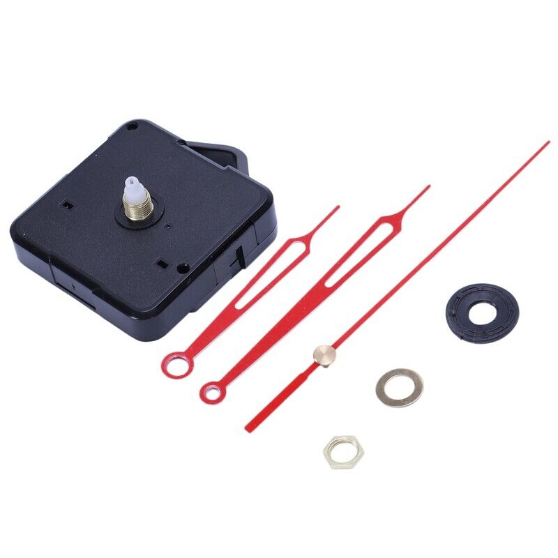 1 Set Silent Large Wall Clock Quartz Movement Mechanism Black And Red Hands D7W3