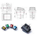 4pcs 6 Pin On/Off/On 3 Position Rocker Power Switch With Backlight
