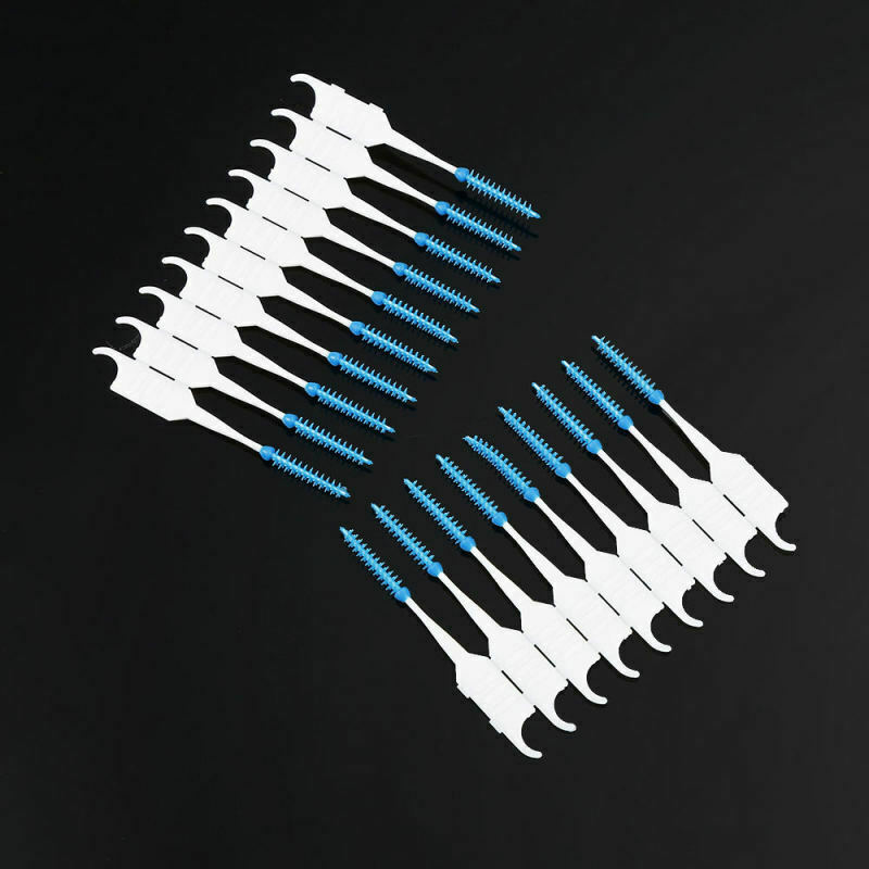 200pcs Disposable Interdental Brush Dental Floss Teeth Clean Dual Head Toothpick