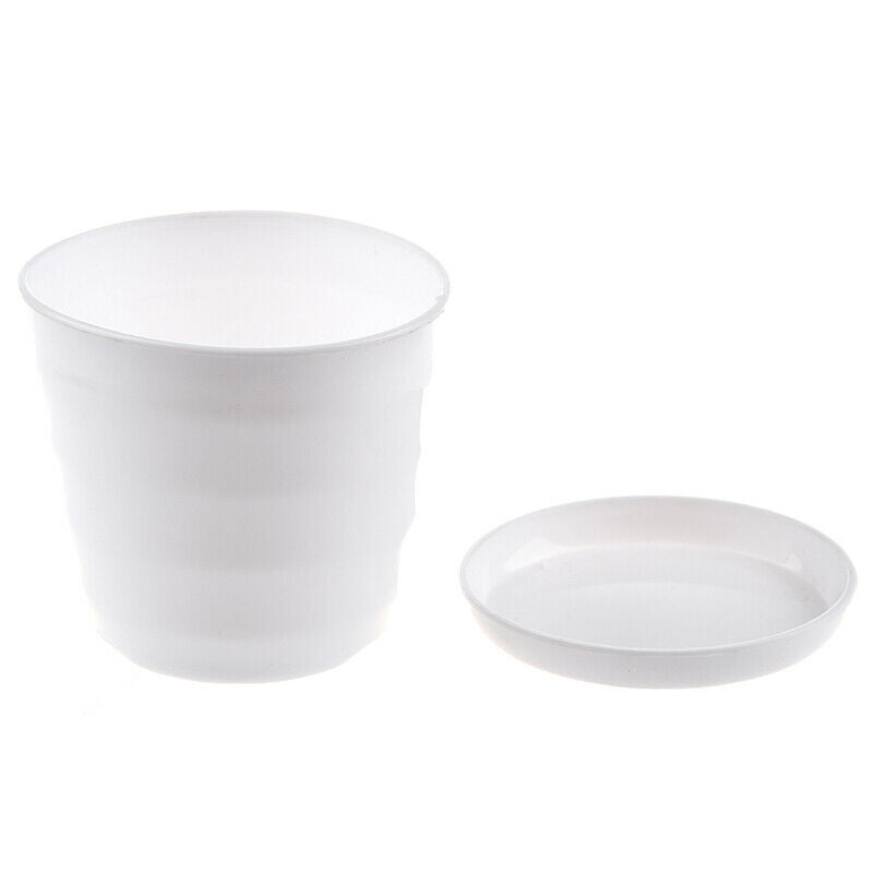 Plastic Round Flower Plant Pot Planter Holder With Tray Home Office Garden