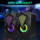 PC Surround Sound System LED Speakers Gaming Deep Bass Desktop Computer USB I3U0