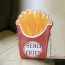 Woman Cupcake PU Chain Bag Popcorn Crossbody Messenger Bag (French Fries