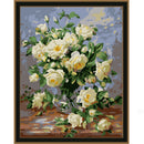 30x40cm White Rose DIY Paint By Numbers Oil Painting Kit Canvas