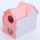 Hamster Hideout House Villa Cages for Small Animal, Wooden Hut House Bedding