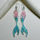 Women Shiny Mermaid Tail Pendant Hook Earrings Jewelry Party Wedding Accessories