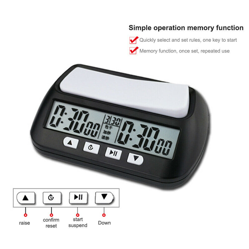 International Chess Clock Timer Digital Count Down Up Chess Game Stopwatch