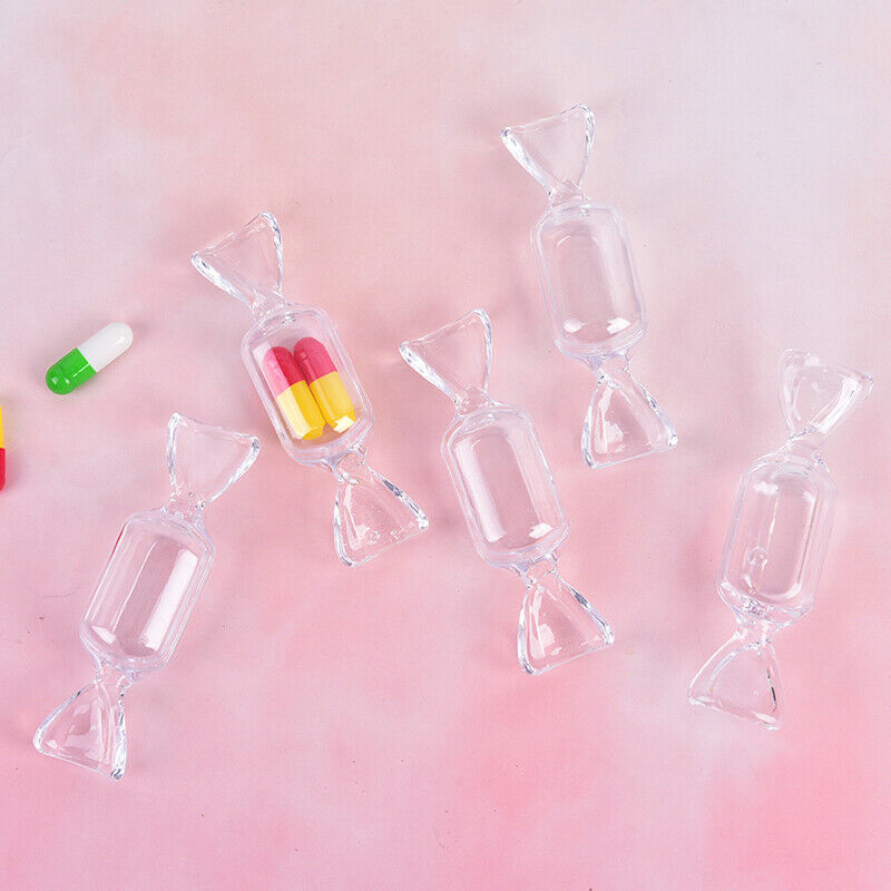 5PCS Mini Plastic Box Storage Bottles Container Transparent Candy Necklace 3 Gw