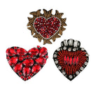 3pcs Beaded Crystal Heart Badge Appliques Patch Sew on Patch DIY Accessories