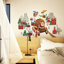 2pcs Christmas Santa Claus Carriage Wall Stickers Living Room Bedroom Decor