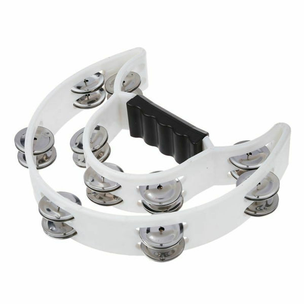 Double Row Jingles Half Moon Musical Tambourine Percussion Drum White Party