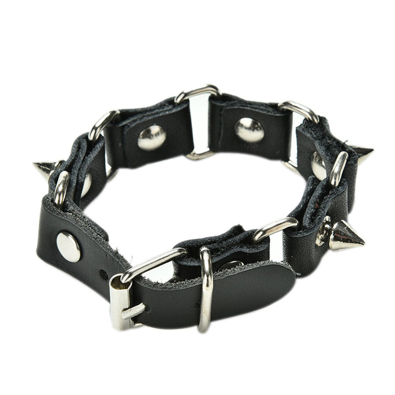1 X  Metal Cone Stud Spikes Rivet Leather Wristband Bangle Cuff Bracelet JBMWTO