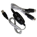 USB To MIDI Cable For Music Keyboard Adapter Converter, Black Extension Cable