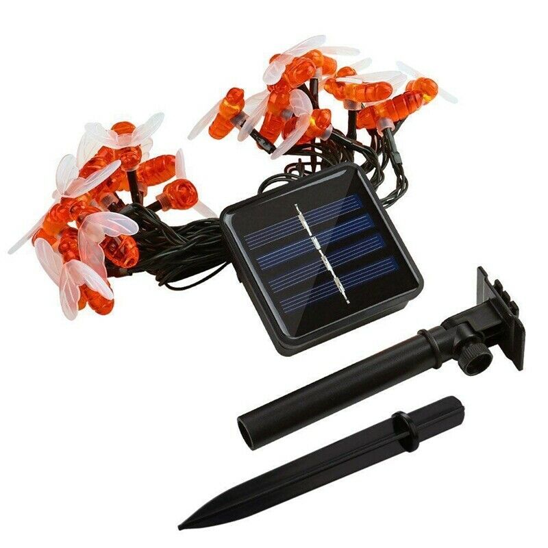 Solar Powered String Lights 30LED Honey Bee Shape for Garden Decoration CourC4V4