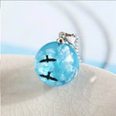 New Creative White Clouds Blue Sky Birds Glass Ball Pendant Necklace Terrarium