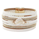 Leather Multi-Layer Wraps Bracelet,Boho Wide Buckle Wristband Bangle,BraidedZ5D2